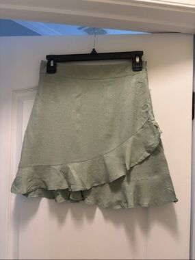 Altar'd State Sage Green Ruffle Mini Skirt